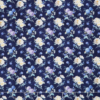 Morning Blooms - Floral Toss Navy Yardage