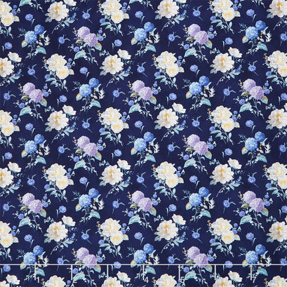 Morning Blooms - Floral Toss Navy Yardage