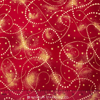 Holiday Flourish - Crimson Metallic Yardage