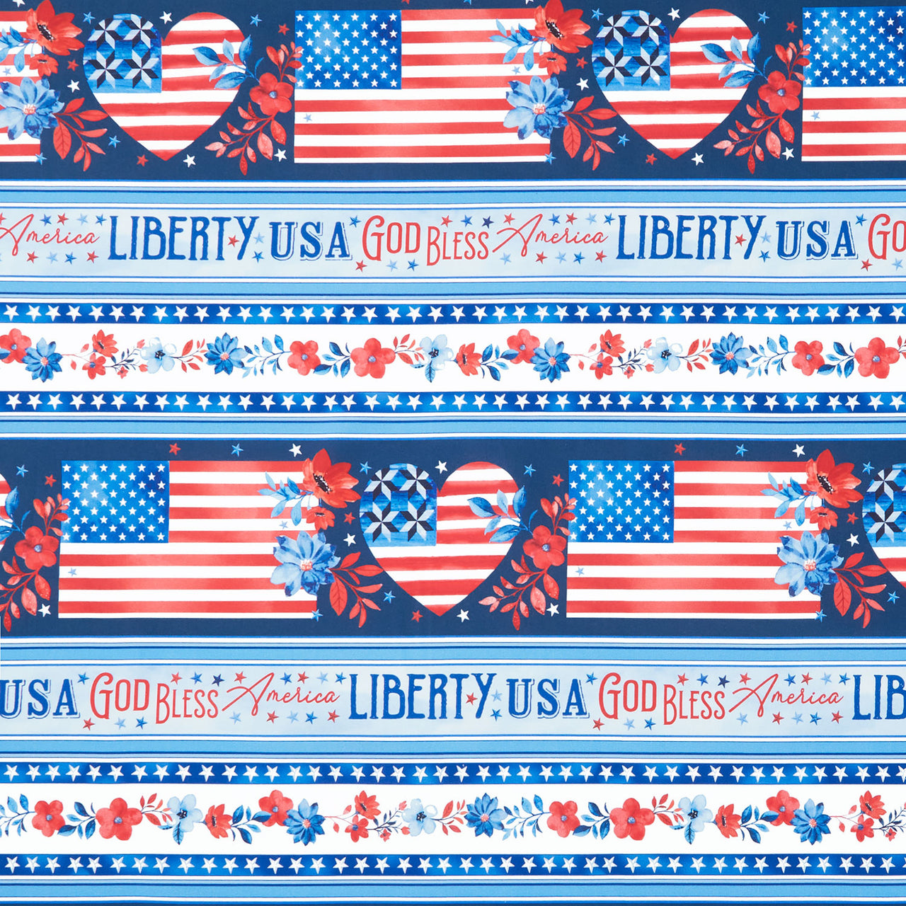 Faith, Family, Freedom - Americana Stripe Multi Yardage Primary Image