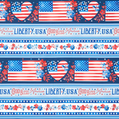 Faith, Family, Freedom - Americana Stripe Multi Yardage