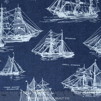 Down by the Sea - Blueprints/Ships/Sailboat Navy Yardage