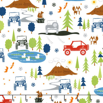 J is for Jeep - Blue Colorway Jeep Main Multi Yardage