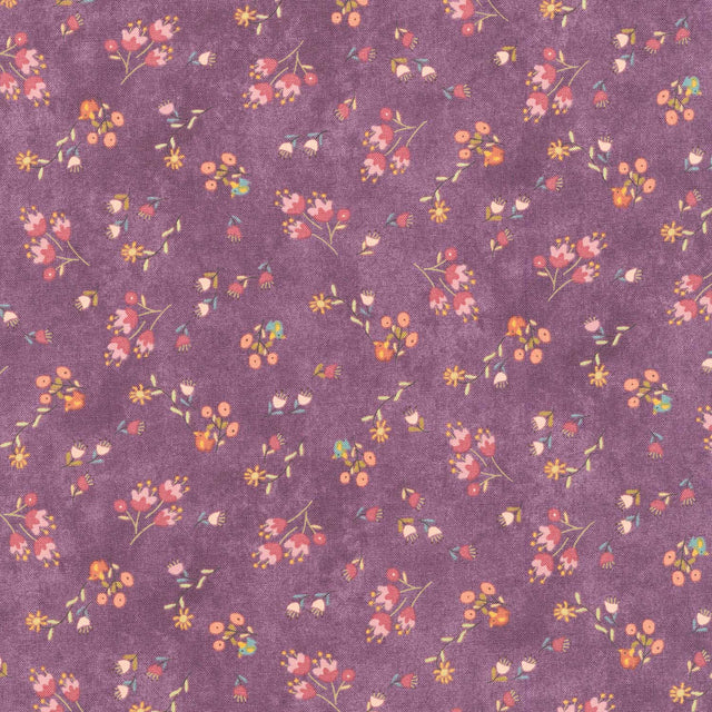 Gift of Grateful Praise - Small Floral Toss Purple Yardage Primary Image