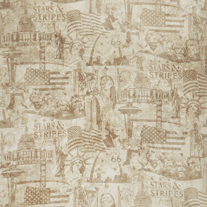 Stonehenge Stars and Stripes VI - US Landmarks Beige Yardage