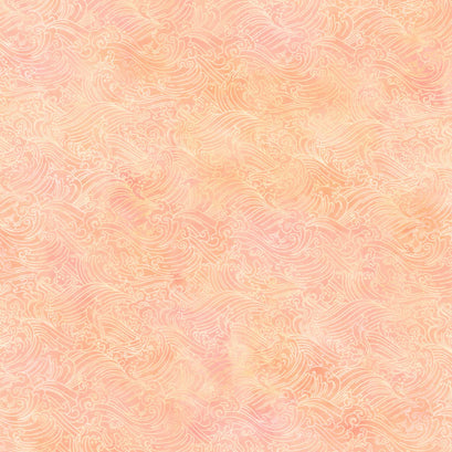 Oriental Gardens - Waves Peach Digitally Printed Yardage