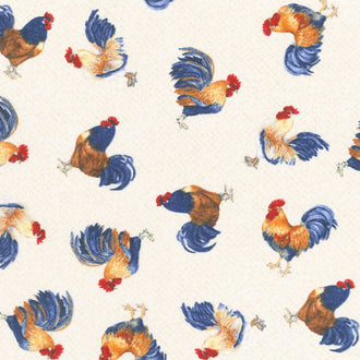 Morning Serenade - Roosters Toss Cream Yardage