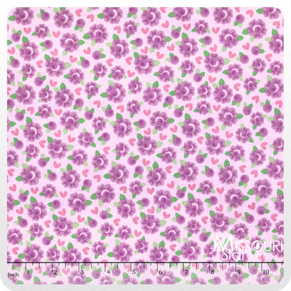 Lovey Dovey - Roses Purple Yardage