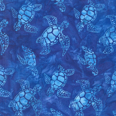Artisan Batiks - Totally Tropical Turtles Blue Yardage
