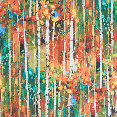 Silent Lake - Autumn Trees Orange Peel Yardage
