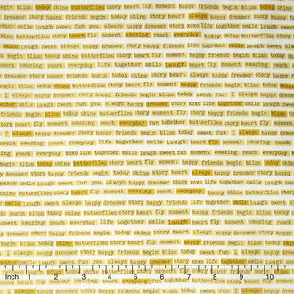 Vintage Daydream - Vintage Words Gold Yardage