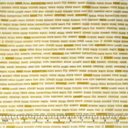 Vintage Daydream - Vintage Words Gold Yardage