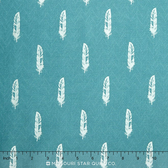 Shimmer 2 - Feather Chevrons Ocean Metallic Yardage