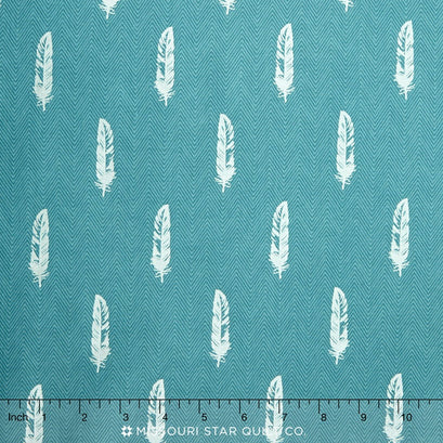 Shimmer 2 - Feather Chevrons Ocean Metallic Yardage