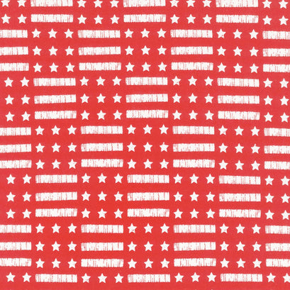 Land Of The Brave - Stars and Stripes Red Yardage