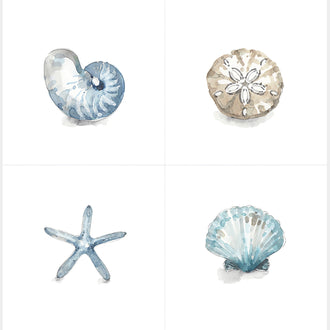 Blue Escape Coastal - Seashell Home Dec Pillow White Panel
