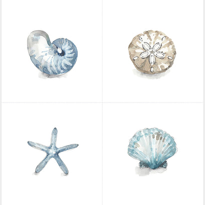 Blue Escape Coastal - Seashell Home Dec Pillow White Panel