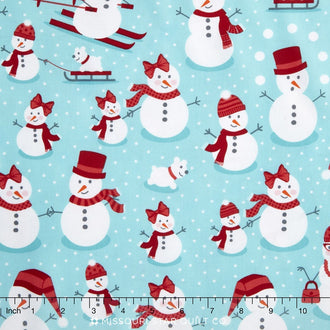 Polar Pals - Snowpeople Aqua Yardage