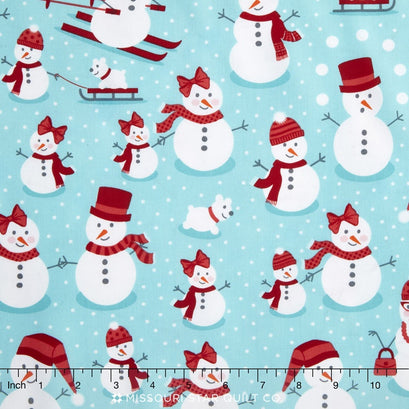 Polar Pals - Snowpeople Aqua Yardage