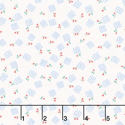 At the Cottage Favorites - Spiral Blue Yardage