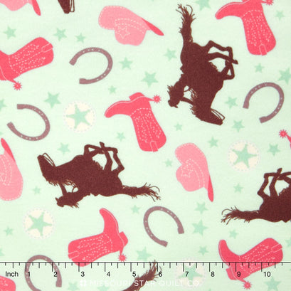 Rodeo Rider - Girl Main Mint Flannel Yardage