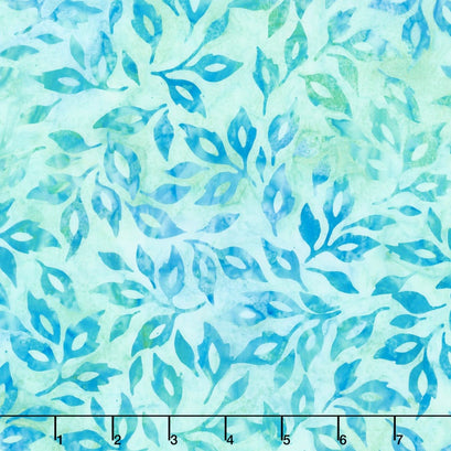 Artisan Batiks - Greenhouse 3 Scattered Leaves Mint Yardage