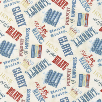 Land of Liberty - Words Allover Tan Yardage