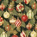 Holiday Flourish 11 - Holiday Ornaments Black Metallic Yardage