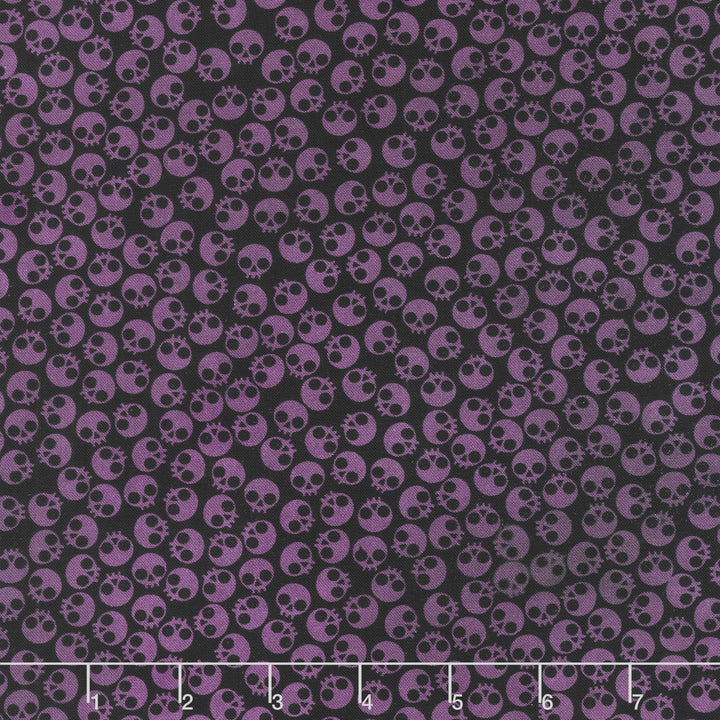 Dreadful Delights - Skulls Midnight Purple Yardage Primary Image