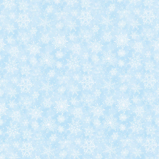 Snow Angels - Tossed Snowflakes Light Blue Yardage Primary Image