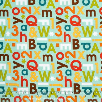 School Days - Alphabet Mint Yardage