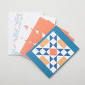 Quilt Star Orange Floral Assorted Notecards Boxed Set of 6 Primary Image