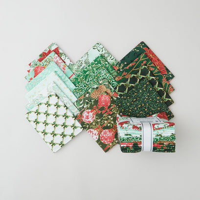 Holiday Flourish - Festive Finery Spearmint Colorstory Metallic Fat Quarter Bundle