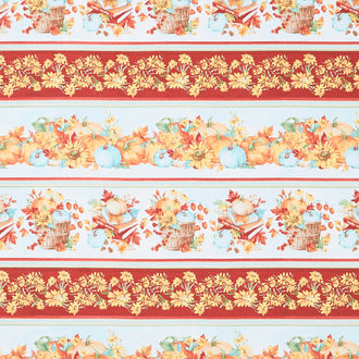 Autumn Blessings - Autumn Border Stripe Orange Yardage
