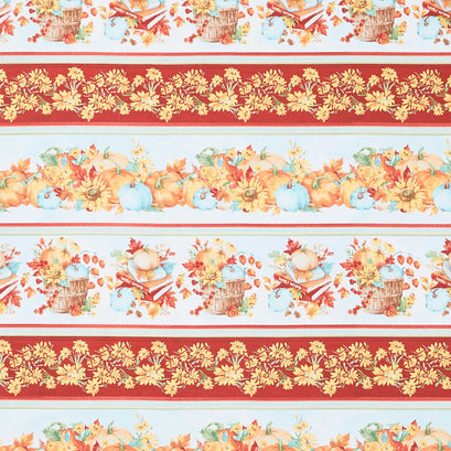 Autumn Blessings - Autumn Border Stripe Orange Yardage