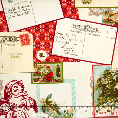 Postcards for Santa - Main Red Yardage