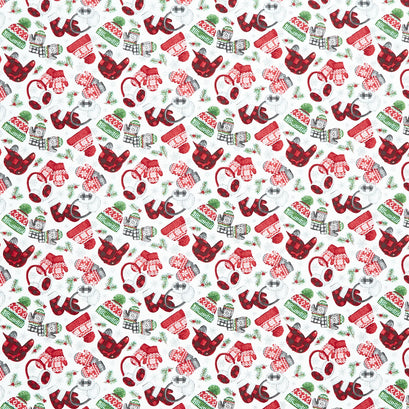 Beary Merry Christmas - Hat Toss White Multi Yardage