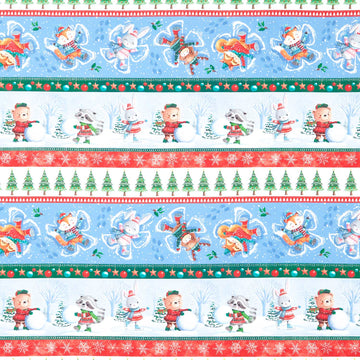 Snow Angels - Snow Angels Border Stripe Blue Yardage Primary Image