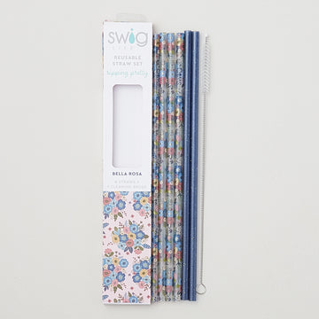 Full Bloom + Coral Reusable Straw Set Alternative View #1