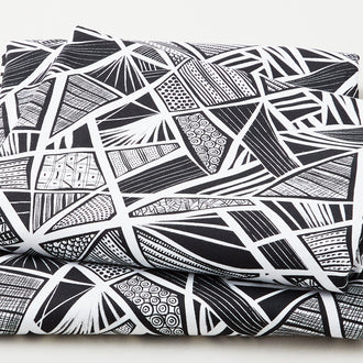 Black Tie - Geometric Black/White 108" Wide 3 Yard Cut