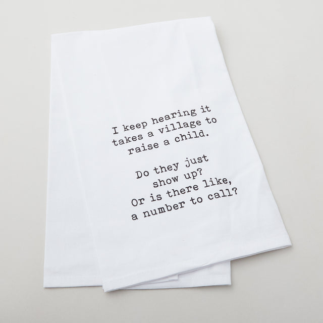 It Takes a Village, is there a Number to Call Kitchen Tea Towel - White Primary Image