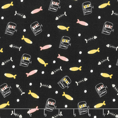 Meow and Forever - Fish Black Yardage