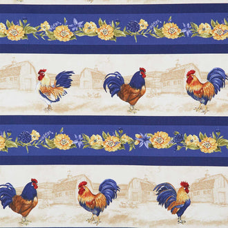 Morning Serenade - Rooster Repeating Stripe Multi Yardage