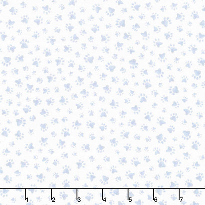 Whiskers & Paws - Paw Prints Grey Yardage