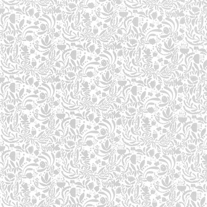 Elephant Joy - Joyful Garden Light Grey Yardage