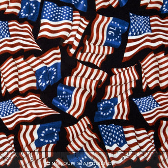 Home of the Brave - American Flags Black Yardage