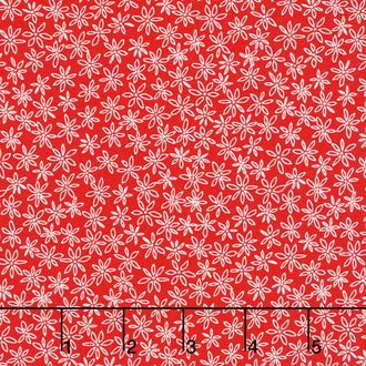 Garden Redwork - Ditsy Floral Outline Red Yardage