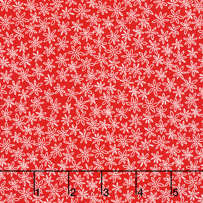 Garden Redwork - Ditsy Floral Outline Red Yardage