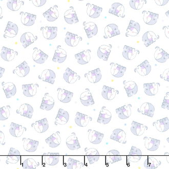 Snuggle In The Jungle Flannel - Baby Elephant White Yardage
