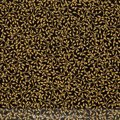 Winter's Grandeur - Black Metallic Yardage